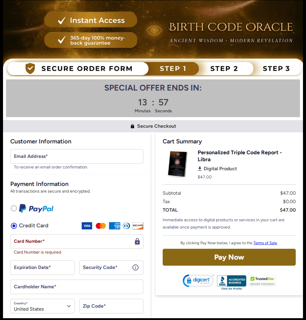 Birth Code Oracle Checkout
